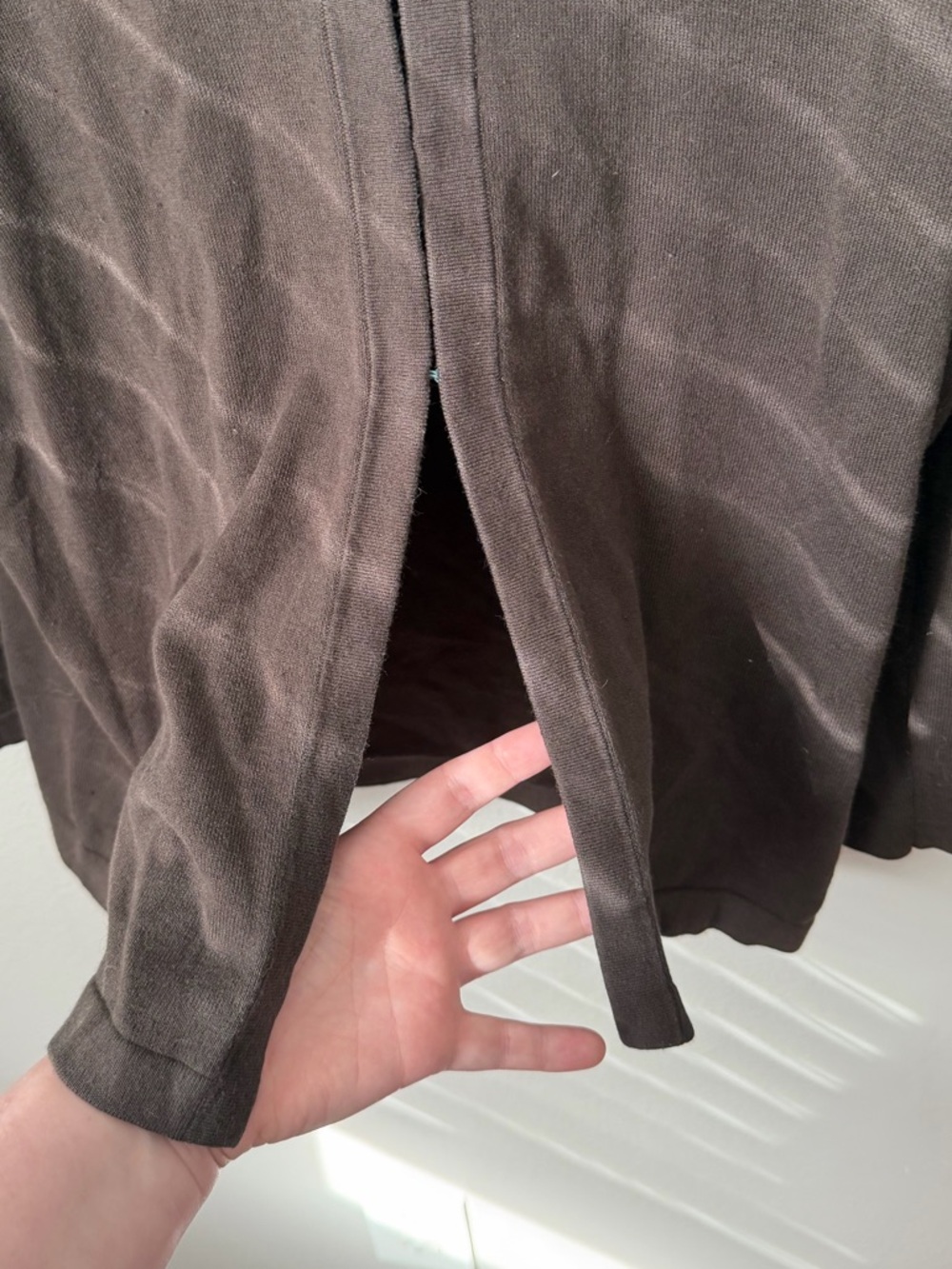 Banana Republic Silk Blend Chocolate Brown Cardigan With Open Bottom Women’s L - Picture 5 of 5